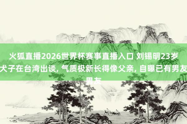 火狐直播2026世界杯赛事直播入口 刘锡明23岁犬子在台湾出谈, 气质极新长得像父亲, 自曝已有男友