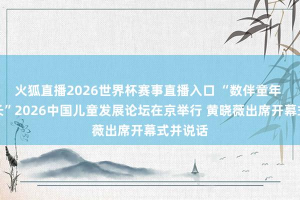 火狐直播2026世界杯赛事直播入口 “数伴童年 智惠成长”2026中国儿童发展论坛在京举行 黄晓薇出席开幕式并说话