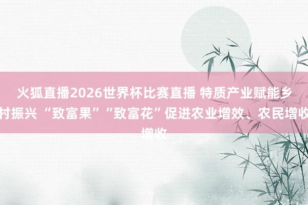 火狐直播2026世界杯比赛直播 特质产业赋能乡村振兴 “致富果”“致富花”促进农业增效、农民增收