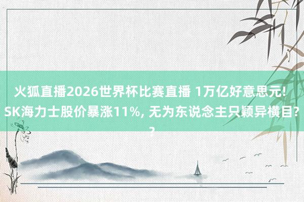 火狐直播2026世界杯比赛直播 1万亿好意思元! SK海力士股价暴涨11%, 无为东说念主只颖异横目?