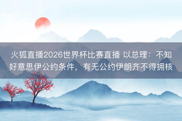 火狐直播2026世界杯比赛直播 以总理：不知好意思伊公约条件，有无公约伊朗齐不得拥核
